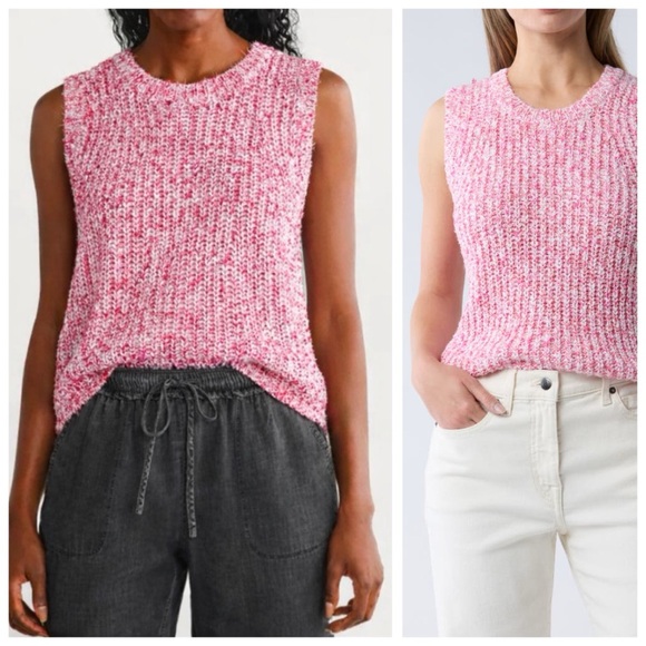 Splendid Sweaters - Splendid Elysees Sweater Tank, Fiore Marl (Pink) sz. S